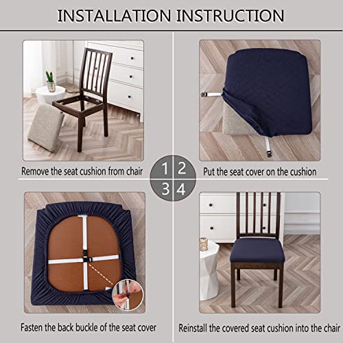 Xuanzyang Waterproof Seat Covers For Dining Room Chairs Covers Dining Chair Cover Kitchen Stretch Jacquard Washable Chair Covers Protector Slipcover (Beige, 2 Pcs) #TOP4