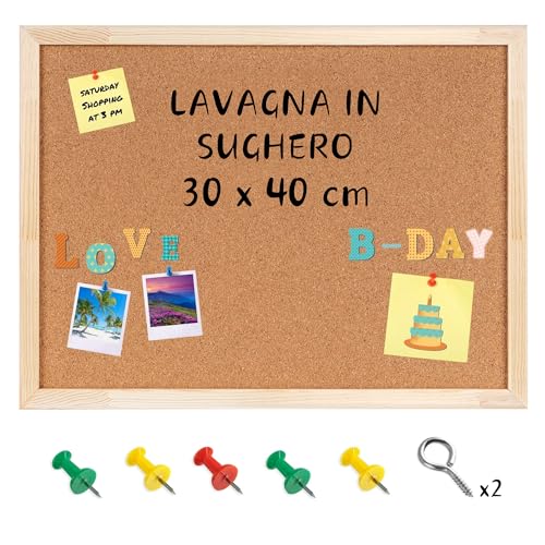 Bacheca In Sughero Rustico 46x73cm Con Cornice In Legno: Lavagna Per Foto, Promemoria E Decorazione Casa/Ufficio
