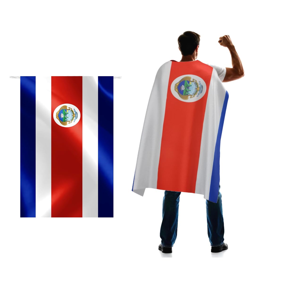 Costa Rica Costa Rican Flag Cape 3x5 FT for Independence Day Holiday Costumes Celebrati,150D Premium Polyester,the Republic of Costa Rica Patriotic Flags Costume Cloak.