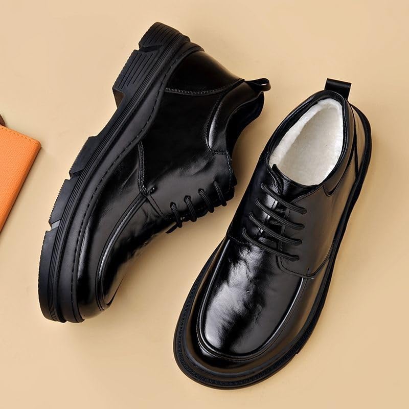 Men's Dress Business Shoes High Top Cotton Shoes Round Thick Bottom Comfortable Breathable Non-slip wear-resistant Casual warm Plus Velvet Shoes for Men