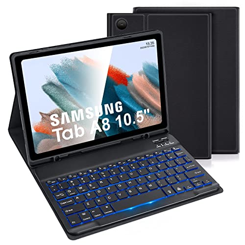 LAMA Funda Retroiluminada Español Ñ para Samsung Galaxy Tab A8 con Teclado y Soporte para...