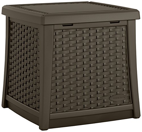 Suncast Elements 13-Gallon End Table with Storage - Lightweight Resin Outdoor Storage Patio