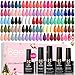 beetles Spring Gel Polish Set - Fingertip Palette, 32 Colors Valentines Polish Set with Base Top Coat Pink Red Blue Purple Brown Yellow Green Black White Uv LED Lamp Nails Gifts for Women