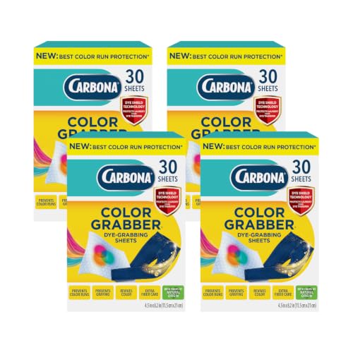 Carbona Color Grabber (30 Sheets), Prevents Color Runs & Dye Transfer in Mixed Loads, Helps Prevent Graying, Revives Colors, Plant-Based Fibers | 4 Pack