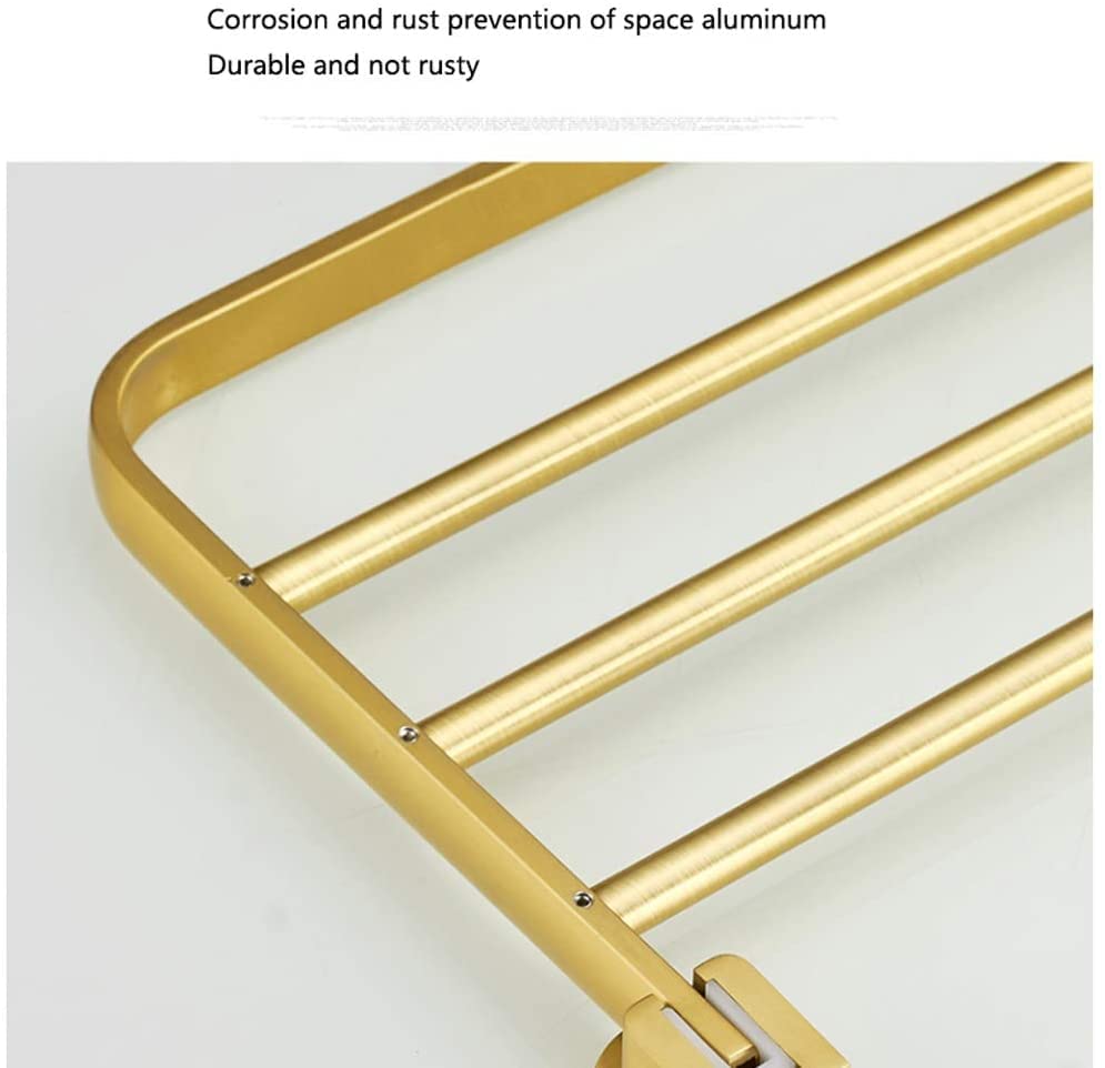 Toallero de pared plegable multifuncional de 2 niveles sin perforaciones 5