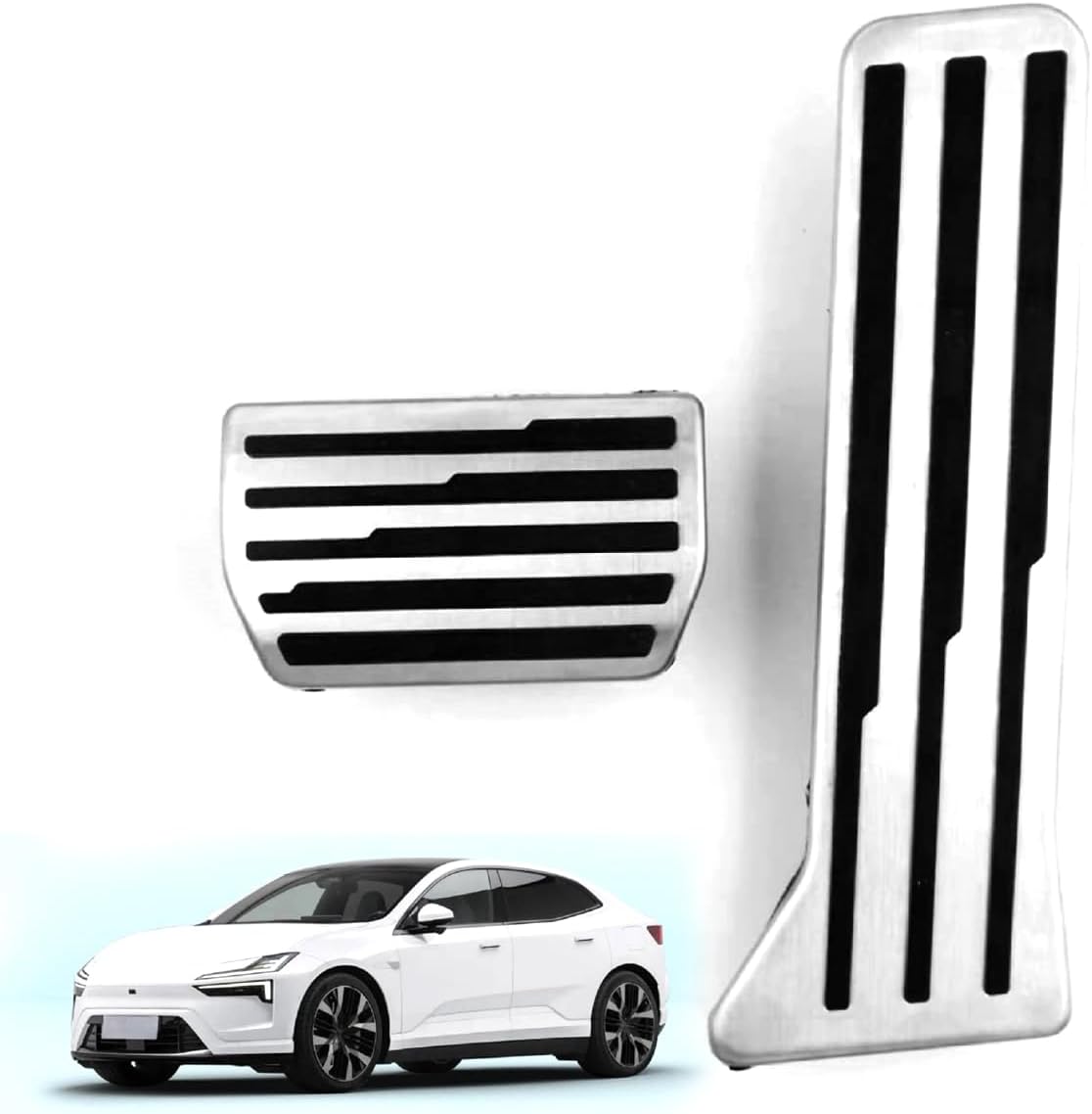 Car Pedal Covers for Polestar 4 2023 2024 2025, Auto Aluminum Gas Pedal Covers Accessories Replacement, Non-Slip Accelerator Brake Foot Rest Pedals(Set of 2)