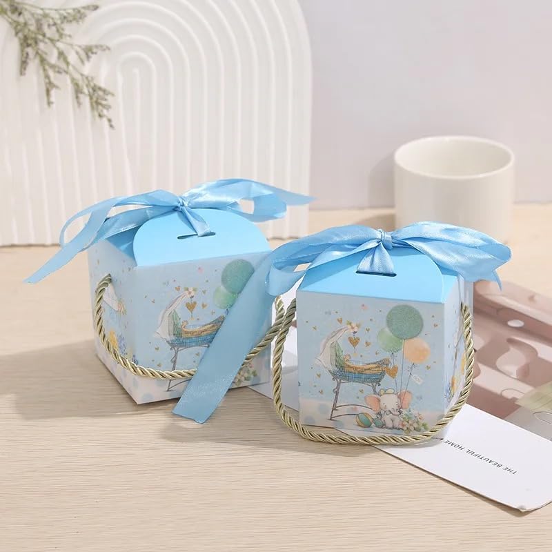 10 Blue Baby Boy Shower Favour Boxes, Quality Gender Reveal Favour Boxes, Baby Boy Gift Boxes, Return Gift Boxes, Baby Shower Decorations. (Blue)