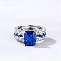 Vista 3 de Jeulia Anillo de corte radiante de boda 3 piezas de anillo de compromiso de diamantes CZ Anillos de compromiso de compromiso de compromiso