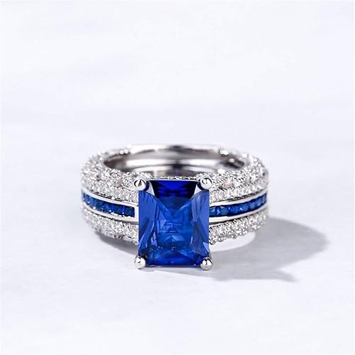 Miniatura 3 de Jeulia Anillo de corte radiante de boda 3 piezas de anillo de compromiso de diamantes CZ Anillos de compromiso de compromiso de compromiso con