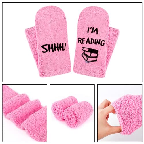Moyel Women Reading Socks Book Lovers Gifts Fluffy Fuzzy Slipper Warm Cozy Socks #TOP4