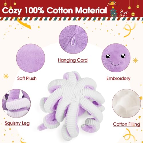 Image of DENTRUN Octopus Plush Toy, Cute Stuffed Animal in 5 Colors 4 Sizes for Gift | 7 /16 /24 /32 inch sizes, 5 vibrant colors, soft plush sea animal, giant gift for all ages, birthday /Xmas /Halloween