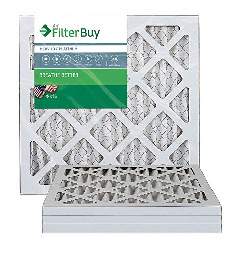 FilterBuy 14x14x1 MERV 13 Pleated AC Furnace Air Filter, (Pack of 4 Filters), 14x14x1 – Platinum