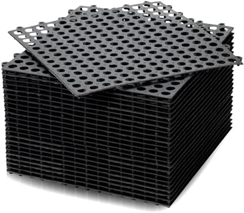24 Pack Modular Interlocking Floor Mat Rubber Tiles 11.8"x11.8" Drainage Interlocking Tiles Drain Holes Non-Slip Drainage Mats for Pool, Kitchen, Shower, Patio Pet Areas