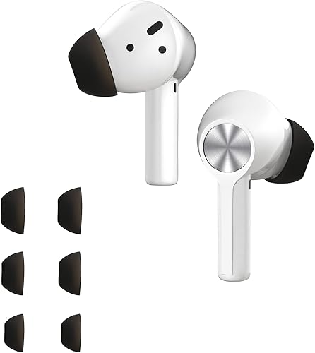 Miniatura 4 de kwmobile 6 puntas de repuesto compatibles con Oneplus Buds Z2 - Puntas de silicona para auriculares, color negro