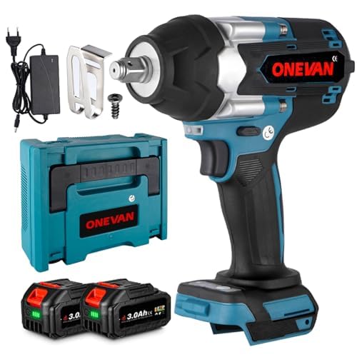 ONEVAN Akku Schlagschrauber 1000NM mit 2 Akkus 3.0Ah, Bürstenloser Akkuschlagschrauber...