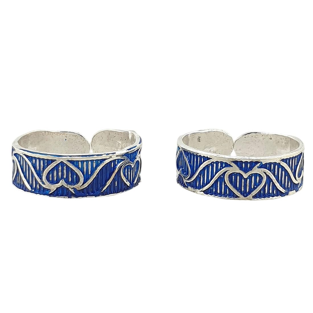 sahiba gems 925 Sterling Silver Toe Rings (Chandi Bichhiya) For Women ~ 2 Pieces (Band Style)-picture-15