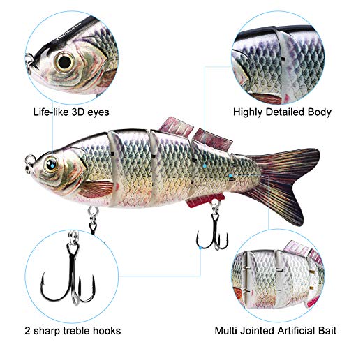 image for TRUSCEND Fishing Lures for Bass Trout Segmented Multi Jointed Swimbait
