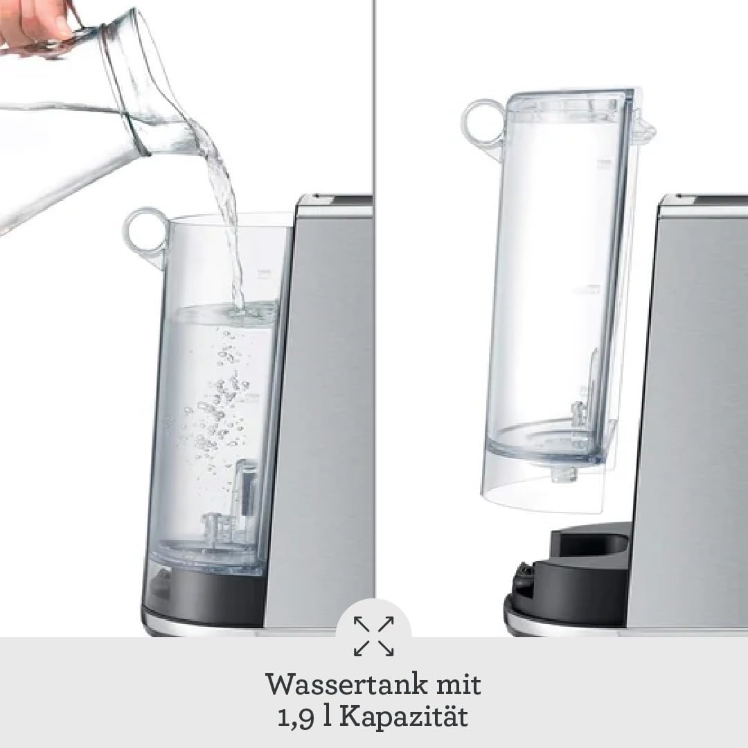 Sage - The Bambino Plus - Kompakte Kaffeemaschine mit automatischem Milchaufschäumer - 9 Bar, 1,9 l Wassertank - Siebträgermaschine - 3 Einstellungen für Textur & Temperatur - Schwarzer Edelstahl