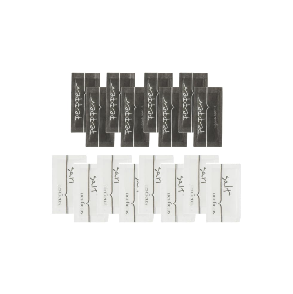 WOODZYCO Salt & Pepper Sachet Bundle - Travel Pack - 250 Sachets - Plastic Material