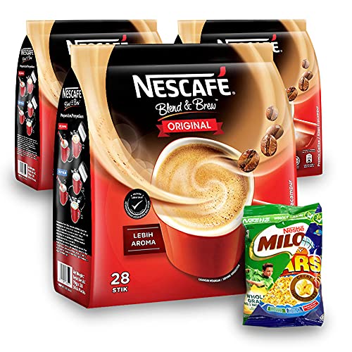 NescafÃ© Bundle - 3-Pack ORIGINAL 3-in-1 Instant Coffee Sticks and 1-Pack Nestle Cereal Snack (Milo or Koko Krunch or Honey Star, 30 g) - Pre-mixed Asian Coffee Imported from Nestle Malaysia (total 84 sticks)