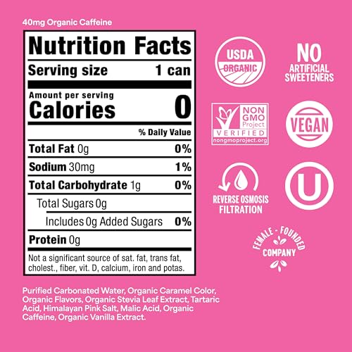 Image of Nixie Organic Zero Sugar Soda, NEW Cherry Cola, Healthy Soda Pop, Non-GMO, 0 Sugar, 0 Calories, 40mg Caffeine, 12oz Cans (12 Pack)