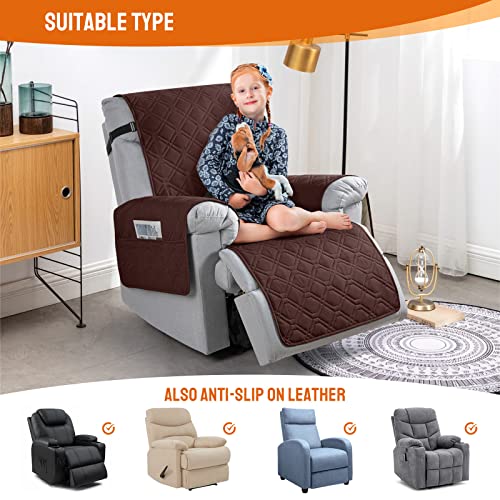 Image of VANSOFY 100% Waterproof Recliner Chair Covers, Recliner Cover Non-Slip Dog Chair Cover Furniture Protector Washable Slipcover with Pocket, Elastic Straps for Pets, Dogs(Coffee, 28 inch)
