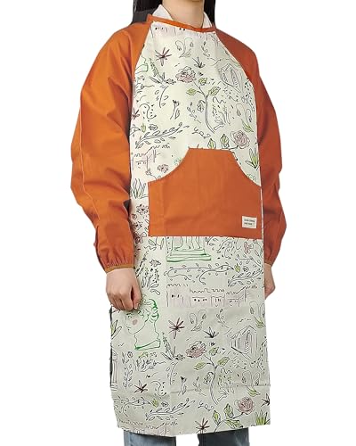 Small snail Unisex Malschürze Erwachsene Baumwolle Malerkittel mit Ärmel für Männer Frauen Langarm Kunstschürze mit Taschen für DIY Töpferei...
