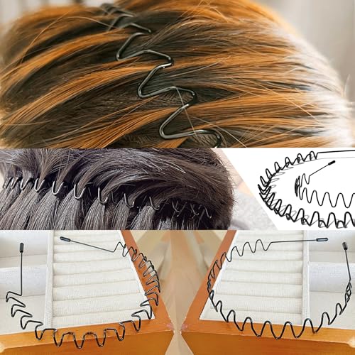 MinZudada 4 Pcs Metal Hair Band, Fashion Wavy Metal Headband for Men Women, Unisex Elastic Non Slip Metals Hairband for Daily Use Hairs Accessories — view 5