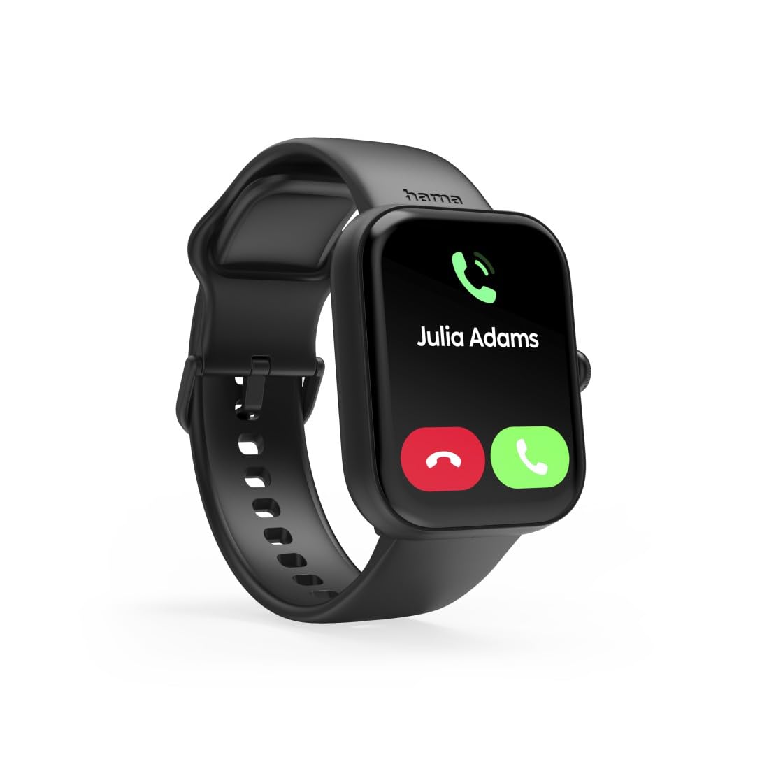 Hama Smartwatch, Farbdisplay 1,65“, Telefonfunktion, IP68, schwarz | WhatsApp, E-Mails etc., Sprachassistent, Fitnesstracker mit 100 Sportarten + Herzfrequenz, Blutsauerstoff, Kalorien etc.