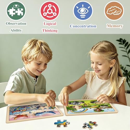 Puzzles for Kids Ages 3-5, Wooden Monster Truck Puzzles for Kids, 24 Piece Wooden Jigsaw Puzzles for Toddlers, Wood Puzzles for Kids Ages 4-6, Easter Basket Stuffers Gifts for Kids - Image 5