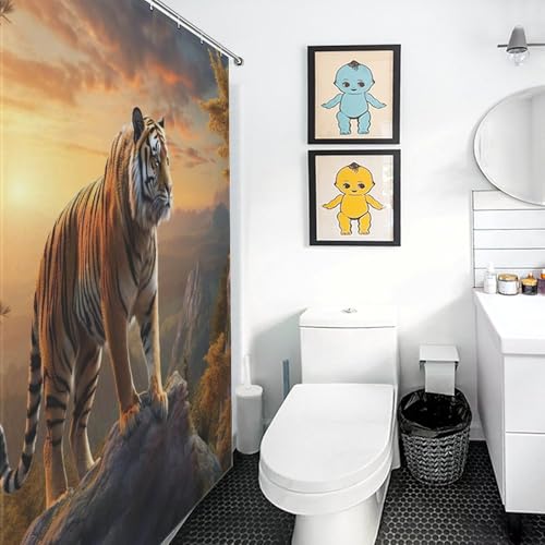 Rideau de douche tigre imperméable lavable rideau de baignoire 122x183cm