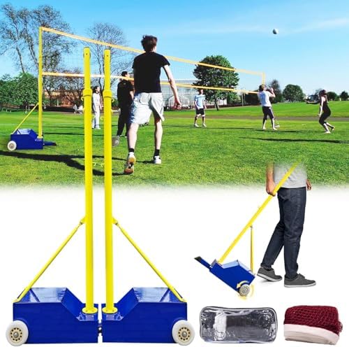 Adjustable Badminton & Volleyball Net Poles Set - Indoor/Outdoor, 4 Height Options (5ft-6.8ft) for Backyard Fun - Ideal for Adults & Youth Sports Activities