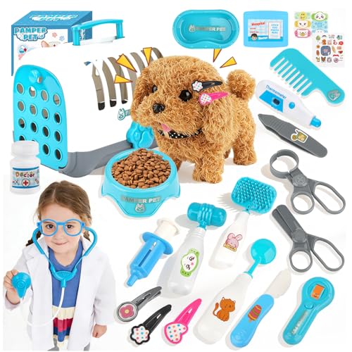 Hund Spielzeug Kinder,Interaktives Plüsch Hund mit Leine der Läuft und Bellt Schwanzwedeln Kuscheltier,Hund Elektrisch Haustier Rollenspiel Spielzeug Geburtstag Geschenke für Mädchen 2 3 4 5 6 Jahre