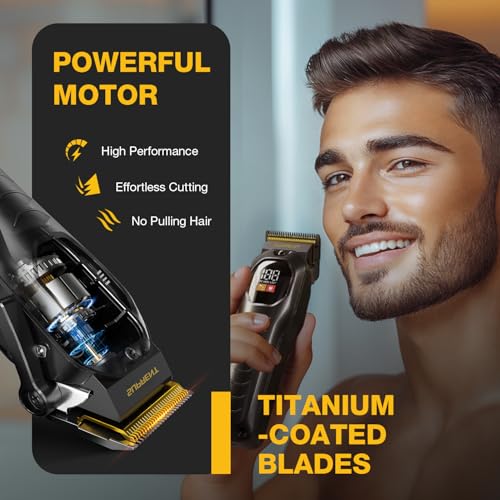 SUPRENT Cordless Hair Clippers for Men - Professional Hair Clippers & Trimmers Set, Wireless Hair Cutting Kit for Family, Rechargeable Hair & Beard Trimmer Set for Men with LED Display - Thumbnail 2