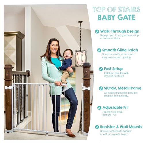 Image of Regalo Safety 29 inch-43 inch Extra Wide Baby Gate for Top of Stairs & Dooways