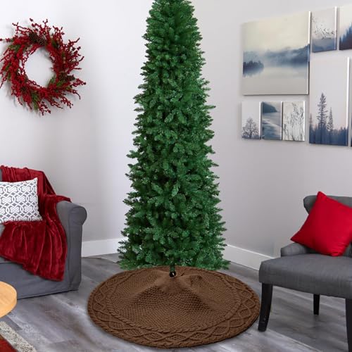 Coffee Knitted 36 inch Christmas Tree Skirt for 6 Ft Tree - Luxury Thick Rustic Xmas Decoration for Christmas Home Decor(Coffee, 36" 2511) by Allwind - Image 9