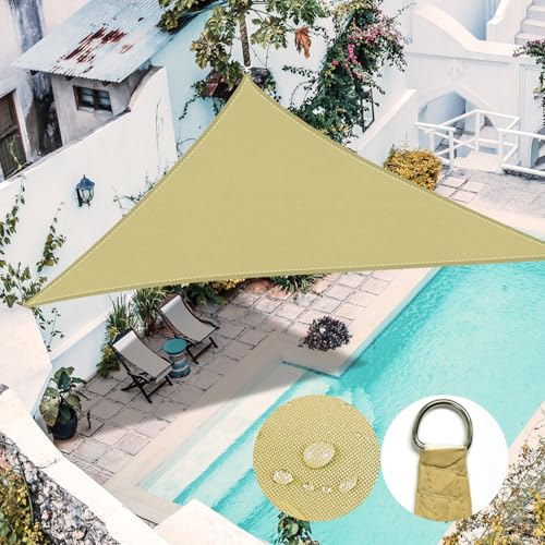 RICHIE Sun Shade Sail Triangle 2x2x2m Waterproof 98% UV Block Awnings for Patios with Free Rope Sunscreen Awning Canopy Garden Shelter for Outdoor Garden Patio Yard Lawn Sandy