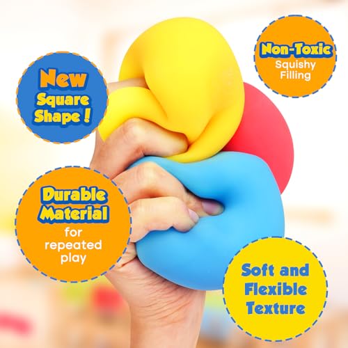 Slow Rising Stress Cube 8 Pack, Stretchy Fidget Toys for Anxiety Relief, Pull Stretch Squishy Toys for Students, Classroom Prize Box Toys, Easter Basket Stuffers (2 Inches)