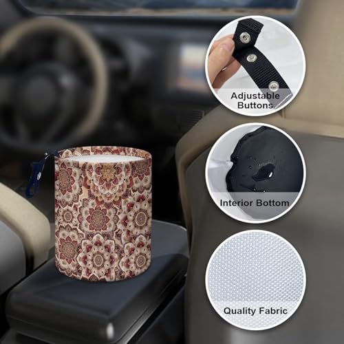 Image of Mandala Flower Car Trash Can, Cute Trash Bag, Waterproof Hanging Car Organizer for Front Seat, Back Seat, Floor, Headrest