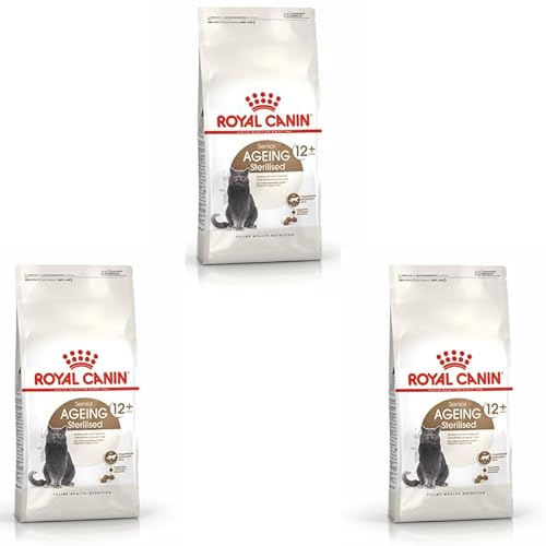 ROYAL CANIN Sterilised Ageing 12+ | Pack de 3 | 3 x 400 g | Aliment Complet pour Chats | Spécialement conçu pour Les Chats Seniors castrés de Plus de 12 Ans | pour Maintenir Leur Poids