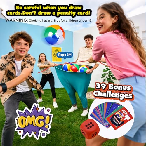 Oversized Granny Pants Yard Game Set - 4 Giant Pants, 20 Balls, Challenge Cards, Outdoor Yard Games for Adults Toss & Catch Game for Family, Adults, Parties - Lawn & Backyard Games - image 4