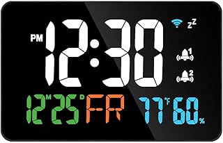 Reloj de escritorio con WiFi, calendario, pantalla LED, termómetro inteligente, reloj de pared inteligente, compatible con herramientas de calibración automática WiFi