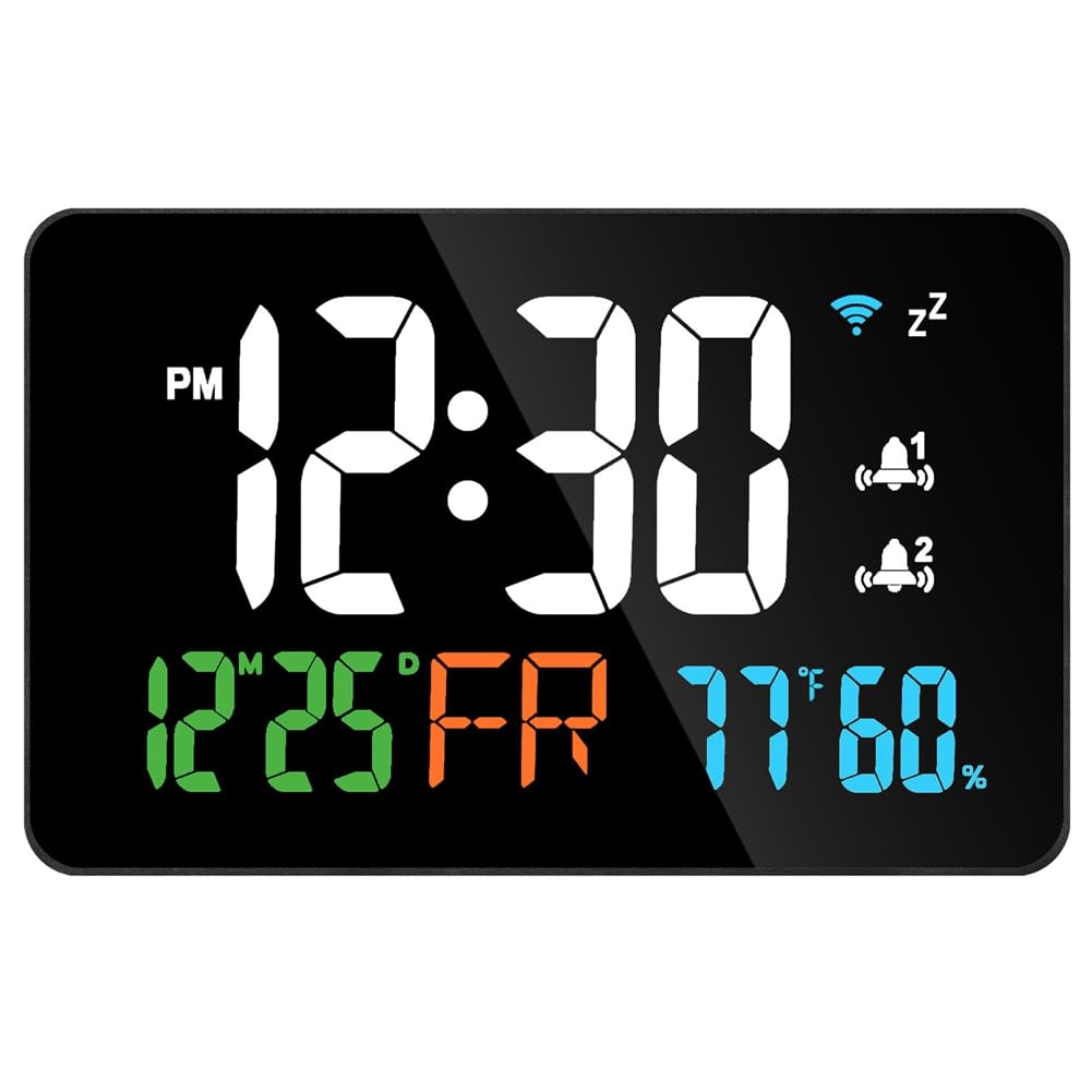 Aniyaa WiFi Desktop Clock Calendar Digital LED Display Intelligent Thermometer Smart Wall Clock Support WIFI Auto-Calibration Tools