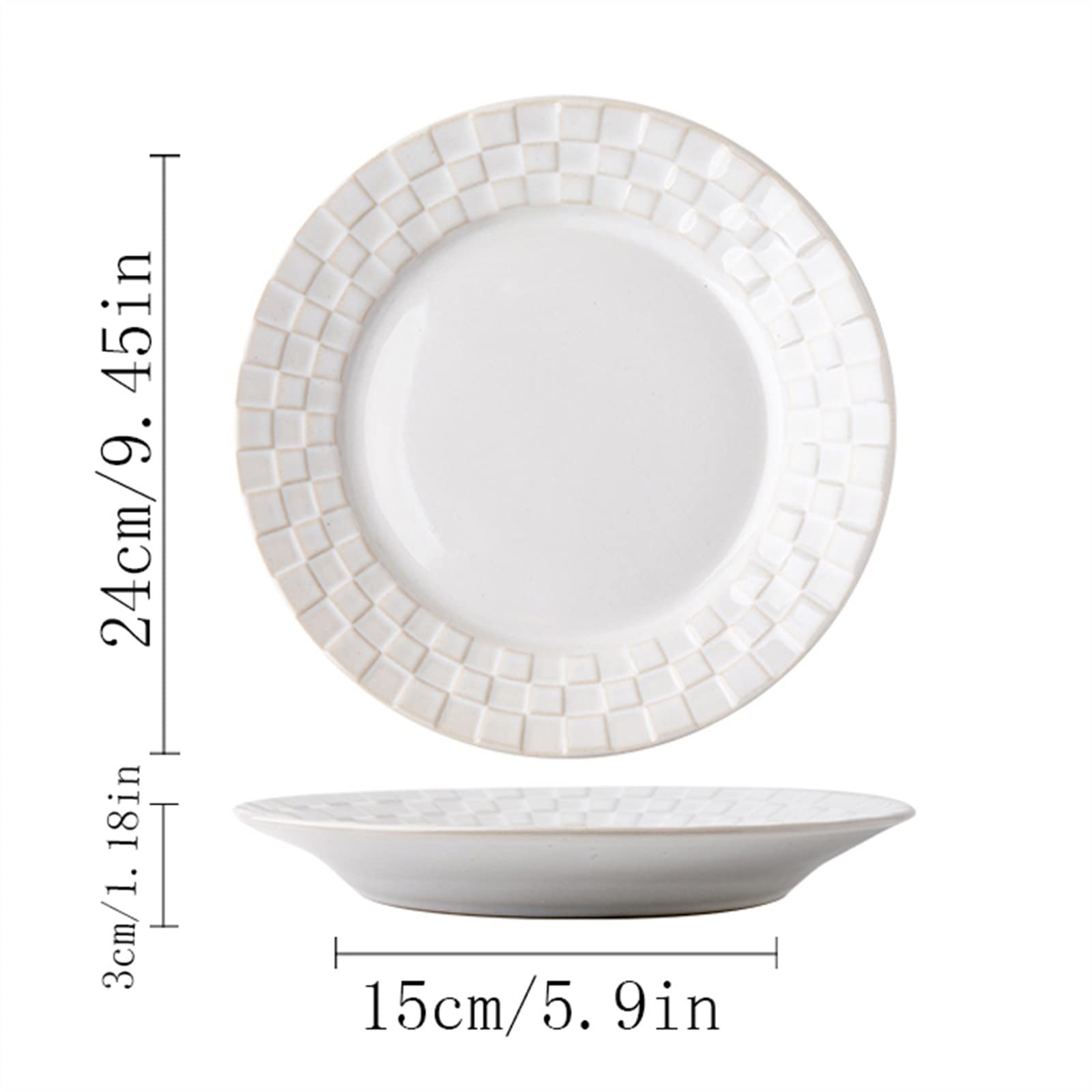Talerze Obiadowe Vintage talerz do jadalni strona główna kuchnia Cafe deserowy ceramiczny w kratę czysty biały płaski prosty ładny dysk