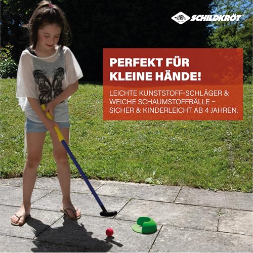 Schildkröt Mini-Golf Set, Golf-Set für Kinder, Indoor- und Outdoor Minigolf, komplettes Golfset mit 2 Schlägern, 1 freistehendem Ziel und 2 Bällen, für 2 Spieler, 970307