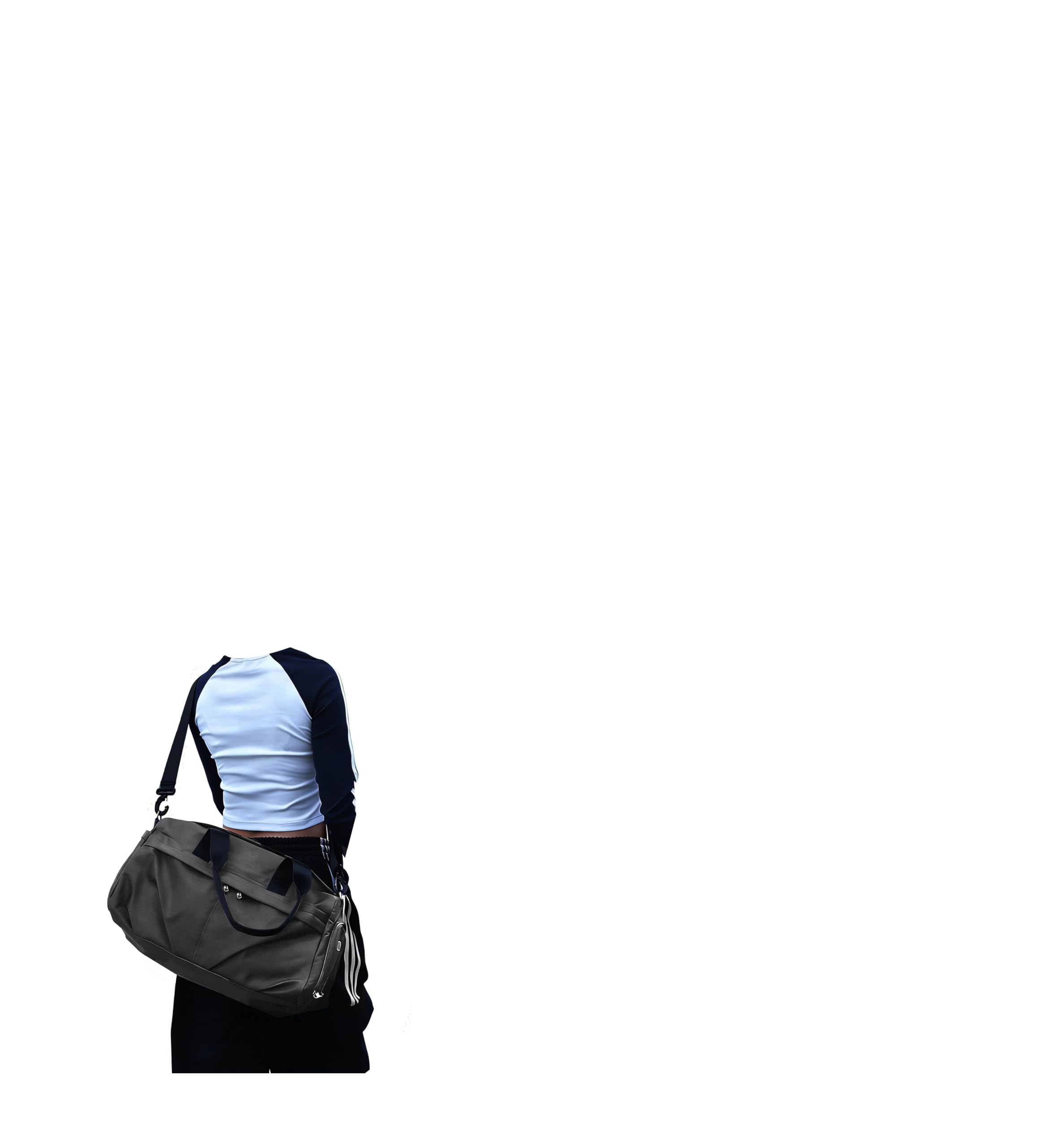 Gym Bag for Women Men with Shoe Compartment, Sport Duffel Bag, Waterproof Travel Weekender Overnight Carry on Bag for Yoga with Trolley Sleeve, Grey