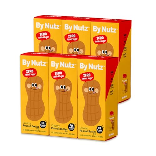Image of By Nutz No Added Sugar Peanut Butter Packs,High Oleic,High Protein,Diabetes Friendly,Non-GMO (18 x 20g, 6 Boxes)
