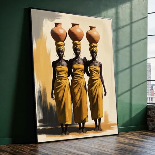 Sœurs africaines tableau sur toile abstrait 60x90cm pour décoration murale salon