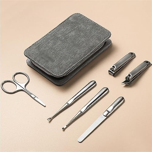 Kit de cortaúñas de 6 piezas con estuche de cuero PU para manicura y cuidado personal 4