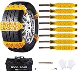 8 Pack Universal Tire Chains,Emergency Portable Snow Chains Suitable for Car, Truck, and SUV, Zip Tie Tire Chains, Adjustable Thickened Snow Tyre Chains Thickened Wear-Resistant TPU Anti-Slip Chains